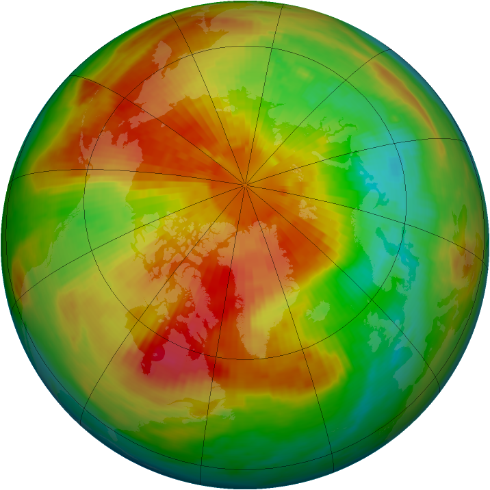 Arctic ozone map for 20 March 1992